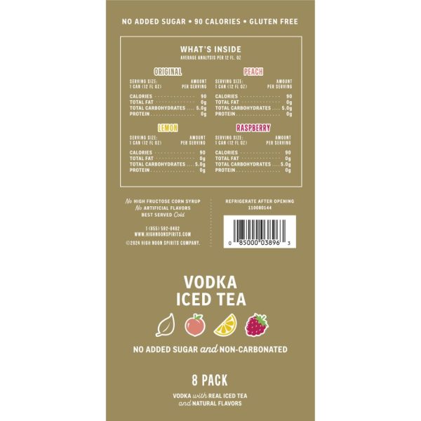 High Noon Vodka Iced Tea Variety 8 Pack Nutrition